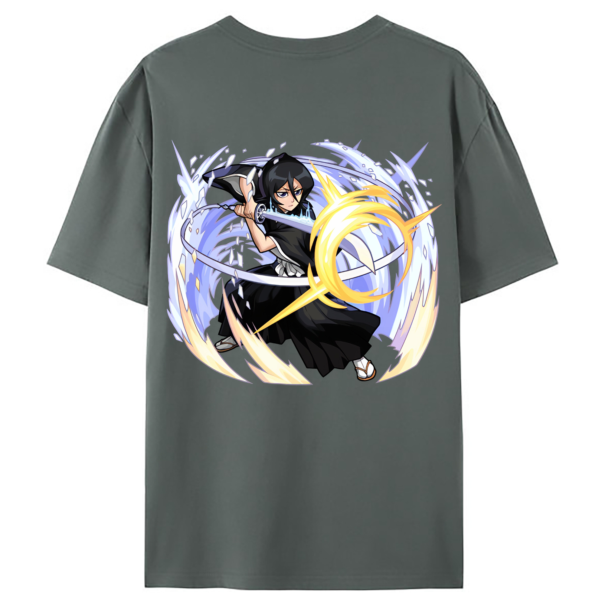 （画像用） ブリーチ 朽木ルキア BLEACH Kuchiki Rukia 綿100％ メンズ半袖Tシャツ（バックプリント） 通気性